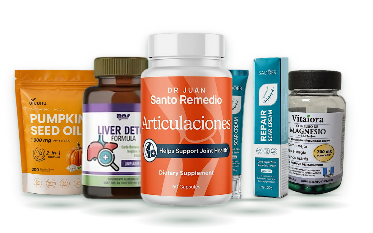 Productos de Salud y Vida Store: Articulaciones SR, Fórmula Liverdtox, crema SADOER, cápsulas de calabaza y complejo de magnesio